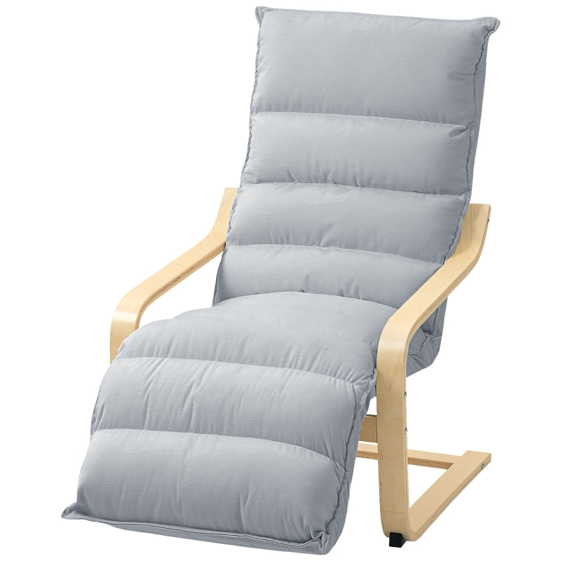 Lounge Chair, Adjustable Footrest, Rocking, Reading, Light Gray Velvet