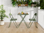Outdoor 3-Piece Foldable Bistro Set, 2 Chairs & 1 Table, Green