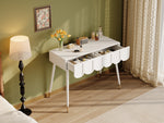 Dressing Vanity Table with 2 Drawers and Metal Legs in White