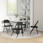Folding Chairs, Portable Office/Reception with Metal Legs, Faux Leather Black