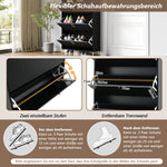 Shoe Cabinet 3 Doors 6 Adjustable Compartments Narrow Anti-tip Black