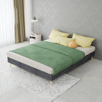 Modern Minimalist Bed Frame, 140x200cm with Mattress, Gray Velvet