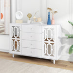 Mirrored Sideboard Crystal Handles 147.5x40x102cm, White