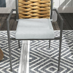 Rattan Garden Chairs, Set of 2, Stackable with Cushions, Grey Steel
