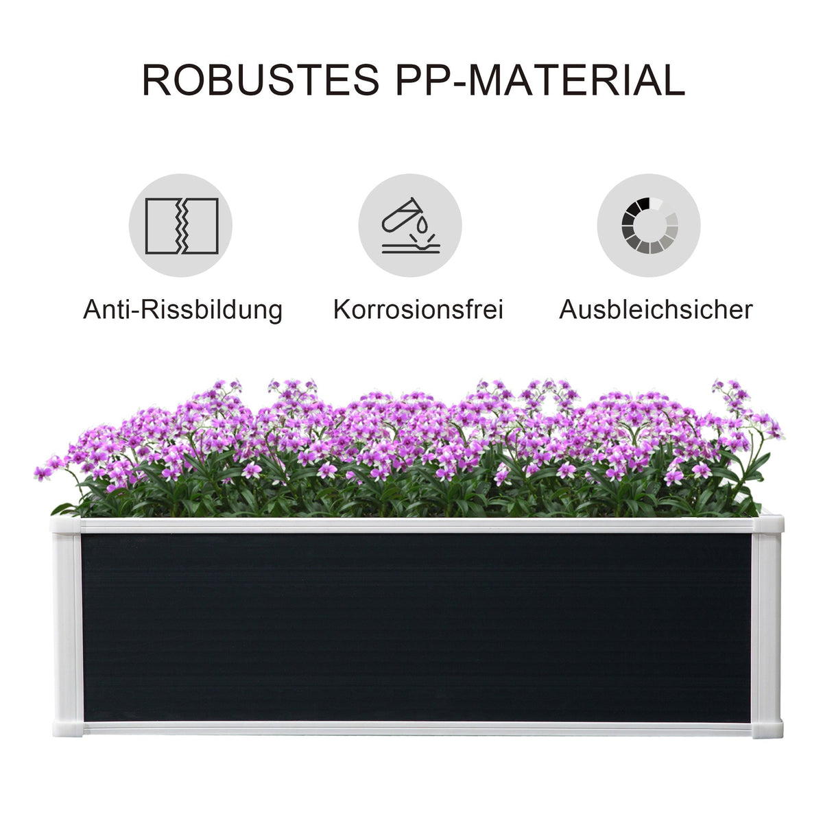 Raised Bed, Flower Box Planter with Drainage, Plastic Gray