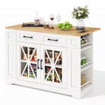 Portable Kitchen Island 120cm Folding Dining Table USB Charging Storage on Casters