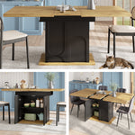 Telescopic Dining Table 110-140x80cm Extendable Foldable Storage Cabinet