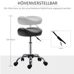 Rolling Stool Height Adjustable Work Stool, Rotatable Faux Leather Black