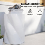 Ceramic Spiral Stool, 120 kg Load, Weatherproof, White