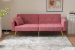 Sofa Bed Adjustable Angle Cushions Storage Pockets Gold Metal Legs