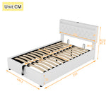 Upholstered Flat Bed 140x200cm with Storage & USB - White