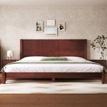 Platform Bed with Headboard and Slatted Base, 180x200cm, Brown Wood