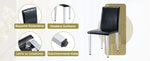 Minimalist Dining Chairs Set of 2, Ergonomic PU Leather and Metal, Black and Silver