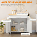 Kitchen Trolley Serving Cart Worktop Spice Rack Towel Rail White