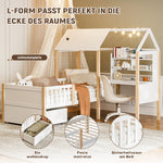 Children's House Bed 90x200cm Multifunctional Desk Bookshelf Drawers Solid Wood White