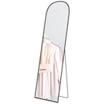 Full-Length Mirror, Curved Standing, Shatterproof Glass, Aluminum Frame, Black