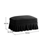 Windsor Stool with Removable Ruffled Skirt and Chenille Fabric, Black