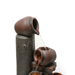 Garden Fountain with LED Lighting, Water Pump and Decorative Basin, Brown Artificial Stone