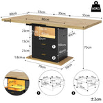 Extendable Dining Table with LED Lighting and Seating for 6 People, Wood Finish