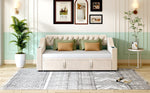 Upholstered Sofa Bed, 90/180*190cm, USB Charging, Storage, Velvet Beige