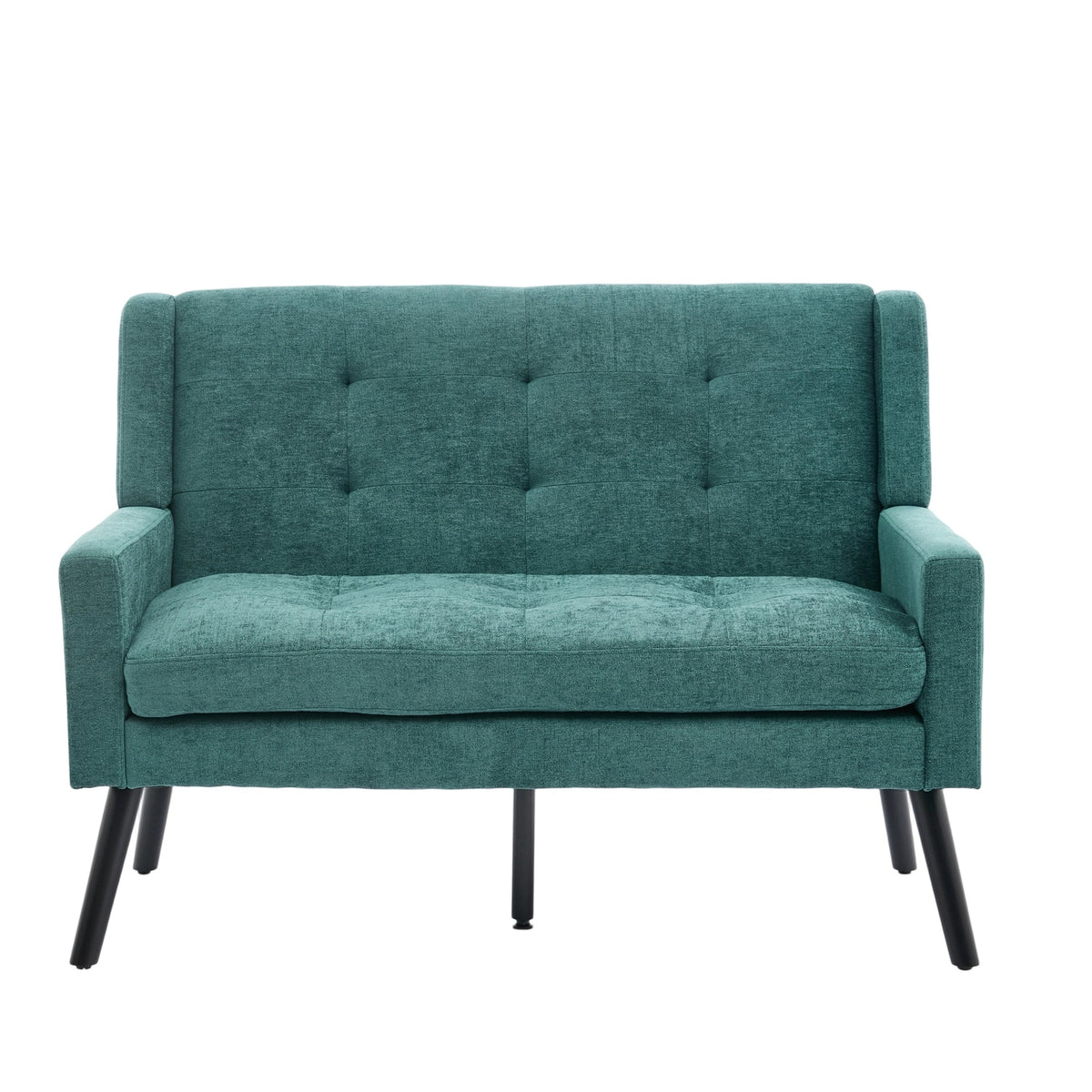 2-Seater Linen Bench with Solid Wood Legs and Button Tufting, Natural Linen Tone