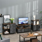 Storage Chest of Drawers, 3 Fabric Drawers and Shelves, Brown and Gray Metal