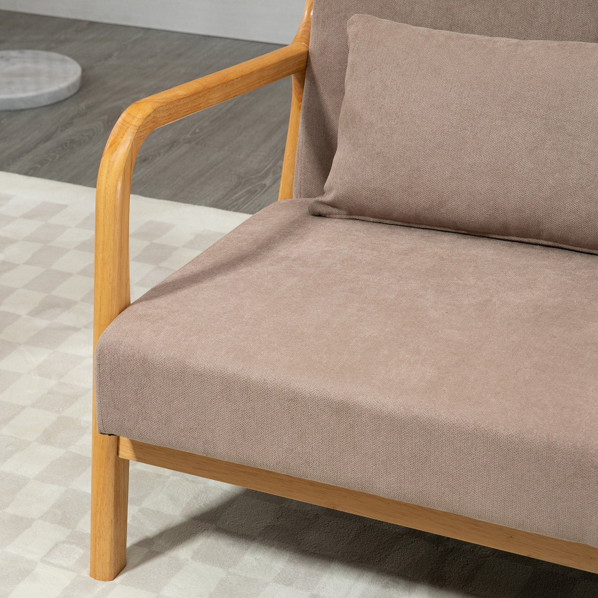 2-Seater Sofa Loveseat, Cushions, Velvet Look, Light Grey