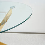 Dining Table Round Tempered Glass Top Gold Legs 80x80x76cm