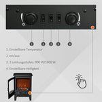 LED Electric Fireplace, Freestanding Flame Effect, 900/1800W, Black
