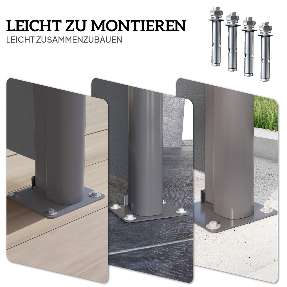 Side Awning Extendable Opaque Privacy Screen, 300x180cm, Dark Gray