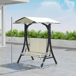 Porch Swing, 2-Seater with Adjustable Sunroof & UV 30+, 220 kg Capacity, Cream White