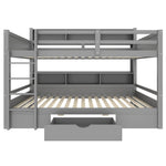 Bunk Bed 90x200cm Single Bed with Drawers Storage Without Mattress Grey