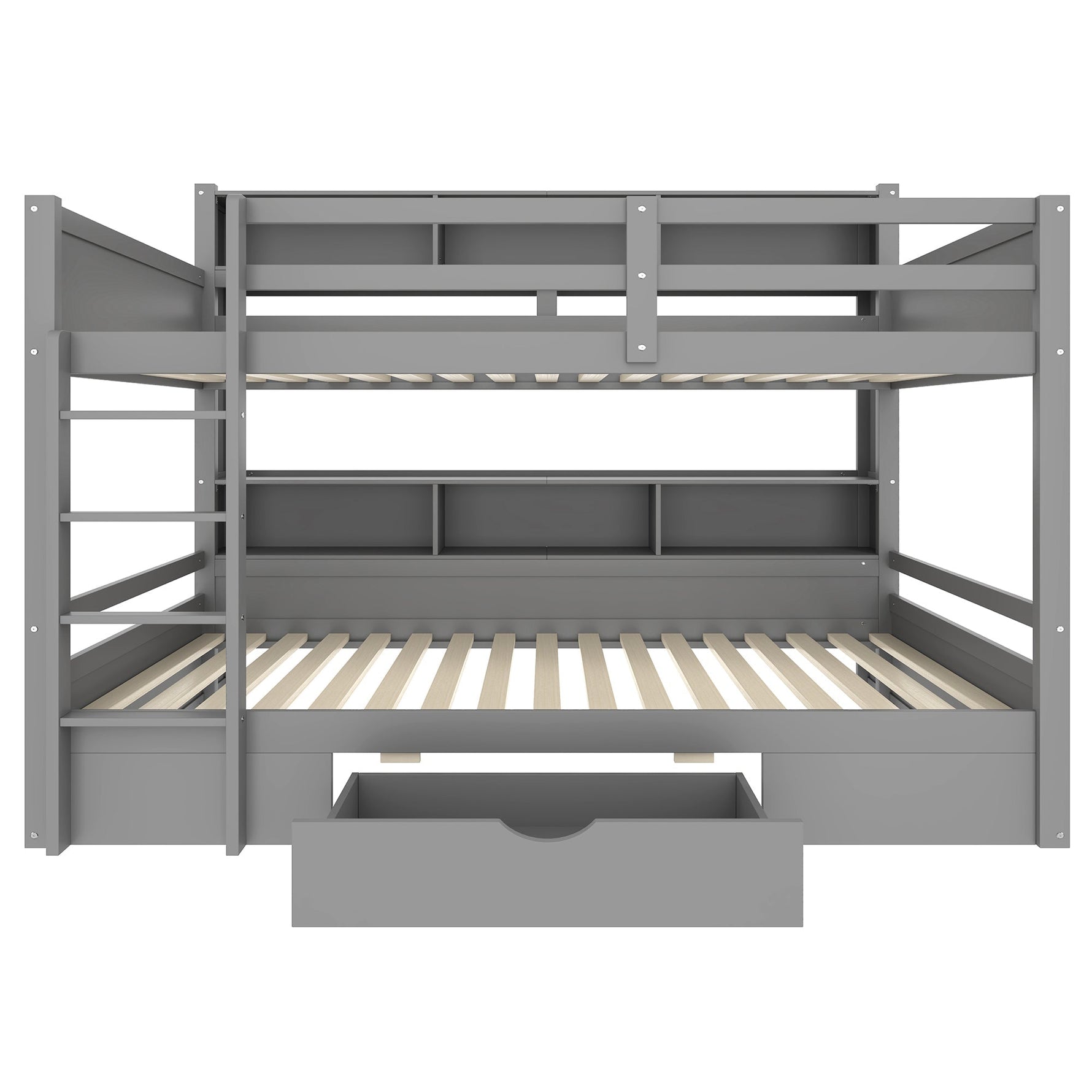 Bunk Bed 90x200cm Single Bed with Drawers Storage Without Mattress Grey