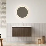 Bathroom Vanity Unit with Ceramic Sink and Drawer, 80cm Wall-Mounted Plywood, Brown Oak Finish