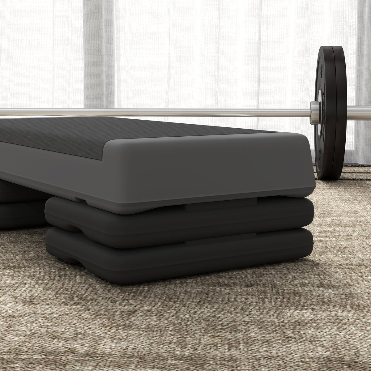 Aerobic Stepper, Height-Adjustable Non-Slip, Plastic Gray