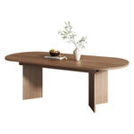Extendable Dining Table, 160/200x90cm, for 6-8 People, Rounded Corners and Thickened Tabletop, Walnut