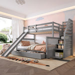 Bunk Bed with Drawers & Slide, 90x200/140x200, Grey