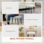 Footstool Square Dressing Stool, Steel Legs, Cashmere Look Cream