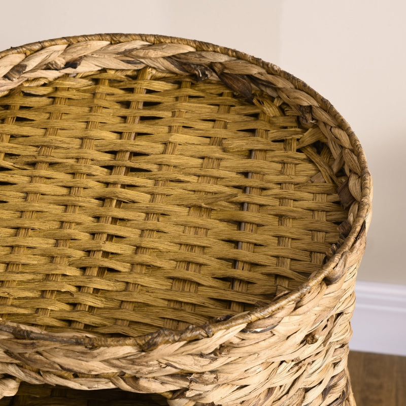 Boho Cat Cave, 3-Tier 3-Entrance with Cushion, Light Brown + Cream White