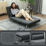 Folding Recliner Chair, Bed Function, Adjustable Backrest, Velvet, Dark Grey