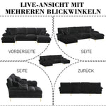 Modern Large U-Shape Sectional Sofa Double Reclining Seats, Chenille Fabric
