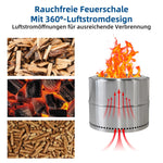 Fire Pit Portable Outdoor Fireplace with Ashtray Stainless Steel
