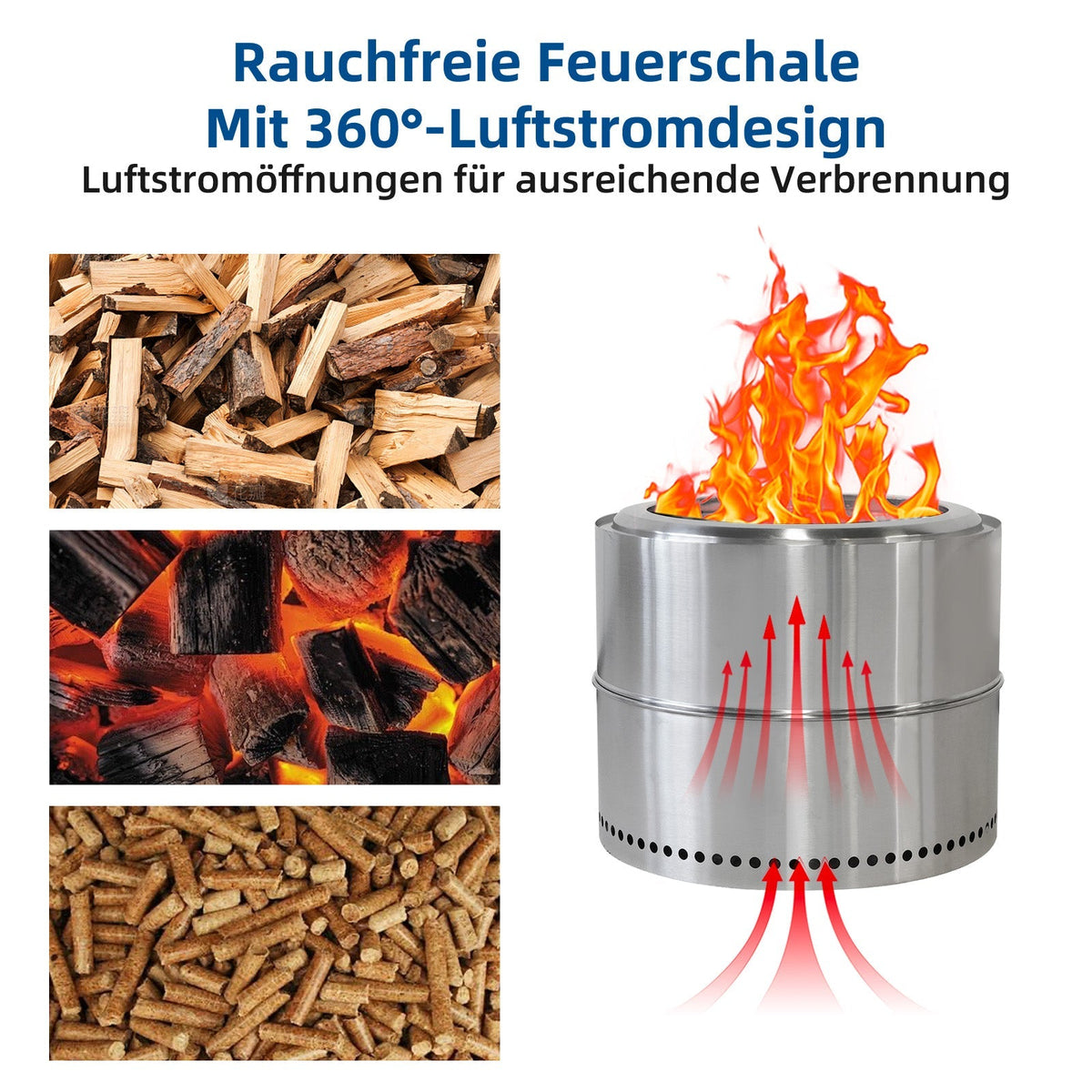 Fire Pit Portable Outdoor Fireplace with Ashtray Stainless Steel