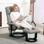 Reclining Armchair with Footstool, Electric Massage Function, Remote Control, Faux Leather Grey