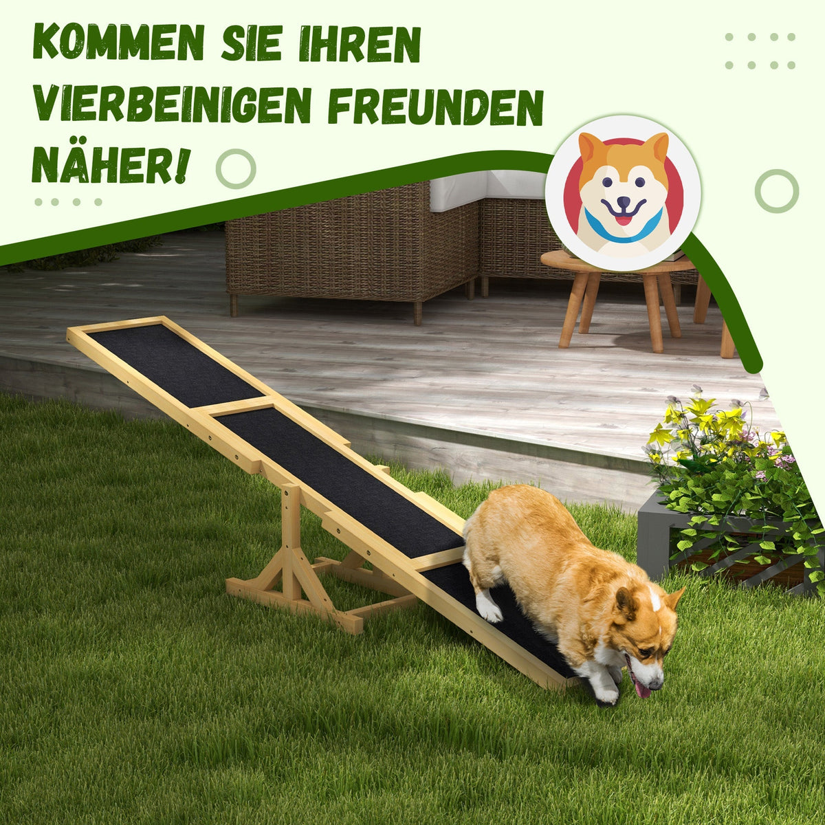 Dog Seesaw, Agility Ramp for Balance, Wood Yellow