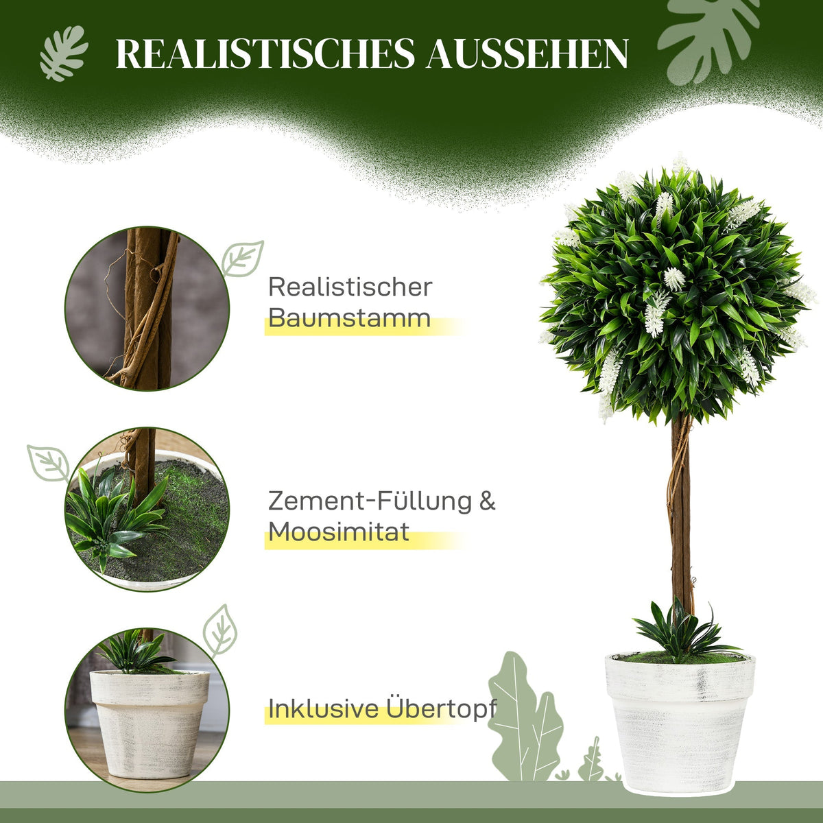 Artificial Lavender Plants, Set of 2, 60 cm, Plastic