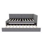 Daybed with Rollaway Bed, 90x200cm Single Sofa Bed and Lattenrost, Grey Velvet