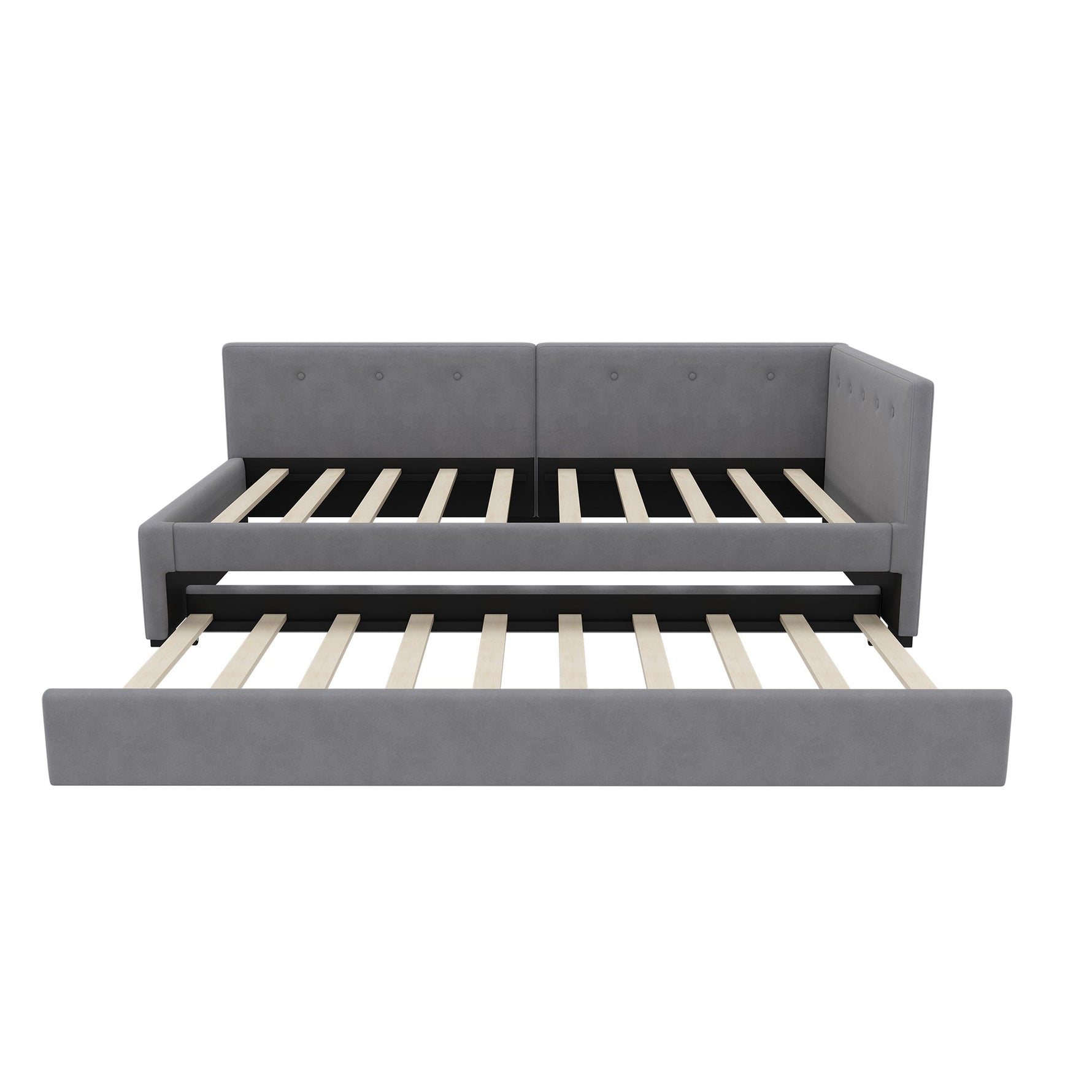 Daybed with Rollaway Bed, 90x200cm Single Sofa Bed and Lattenrost, Grey Velvet
