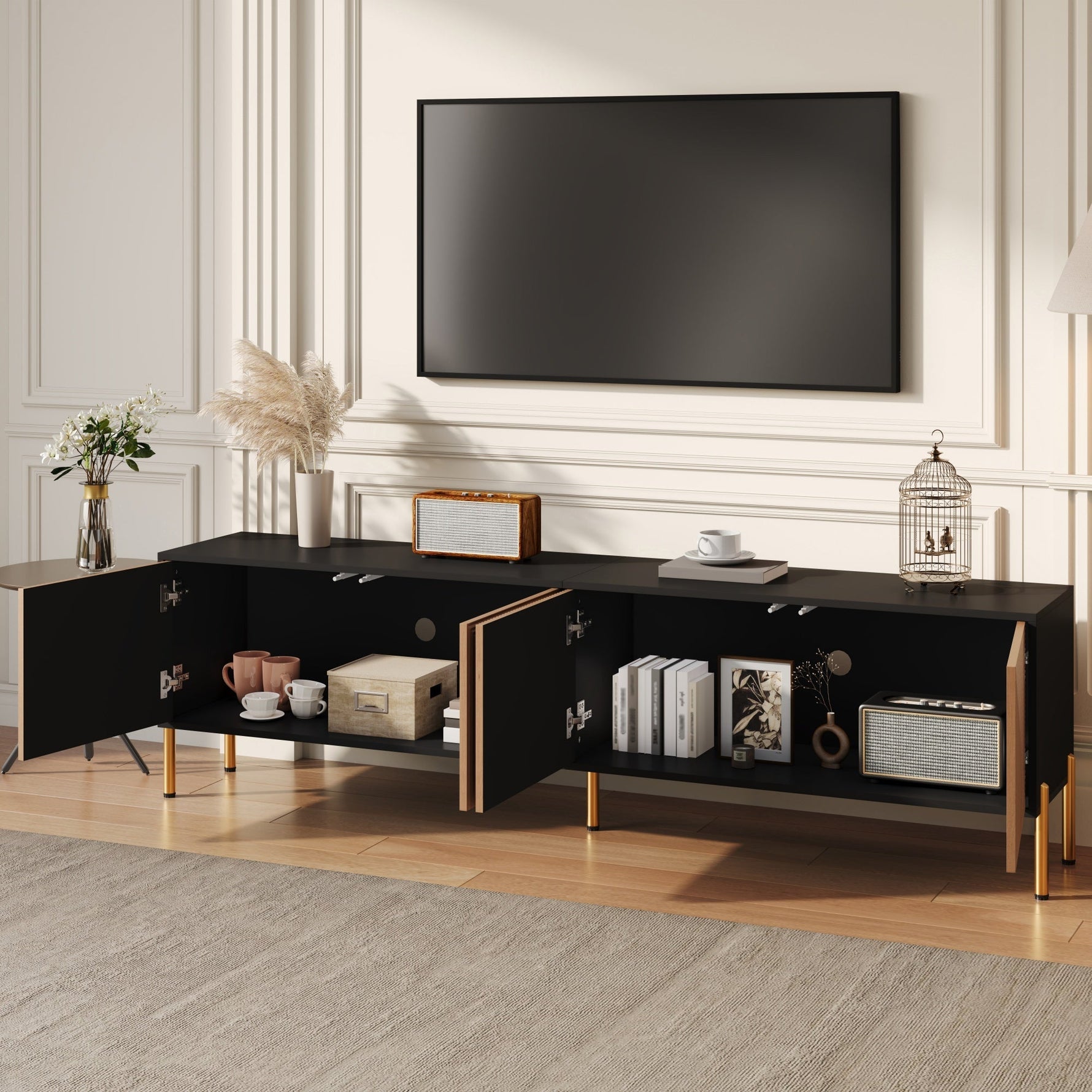 TV Cabinet Modern Low 179cm Color-Block Design