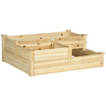 Raised Garden Bed 3-Tier Planter, Fir Wood, Natural Color
